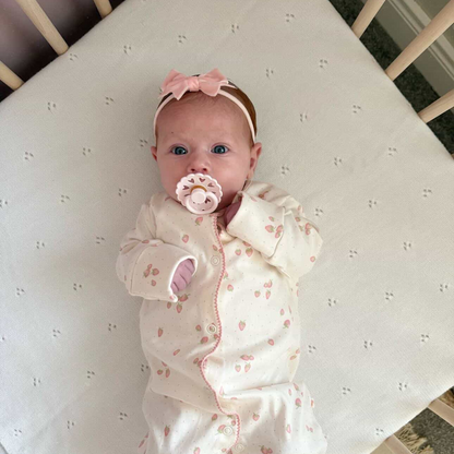 Peachy Pink 2.5 Inch Velvet Bow Headband For Newborns to Age 3 - Image 1