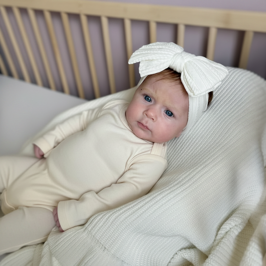 Pearl White (Cream) Larger Bow Cable Knit Headband