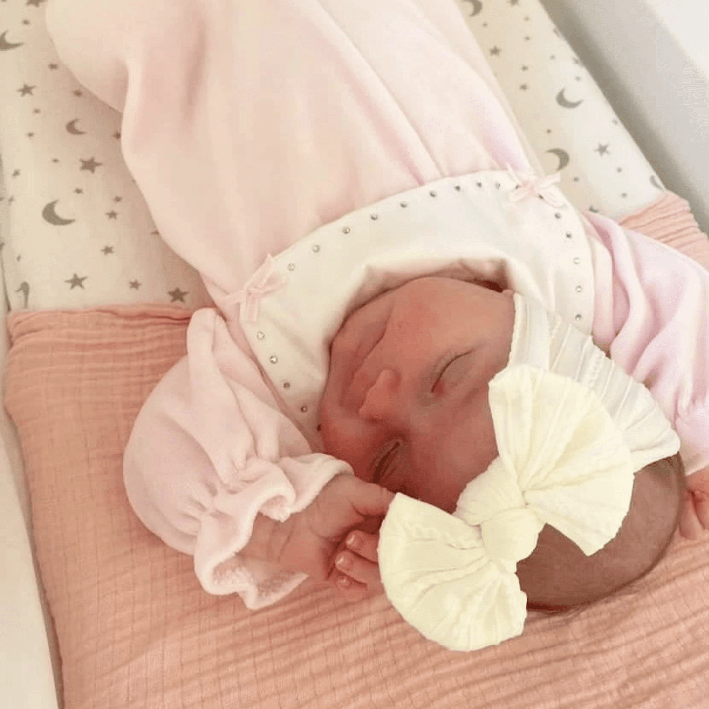 Pearl White Smaller Bow Headband For Babies From Newborn - Image 6