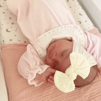 Pearl White Smaller Bow Headband For Babies From Newborn - Image 6