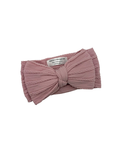Pink Pinstripe Larger Bow Headband For Babies - Image 1