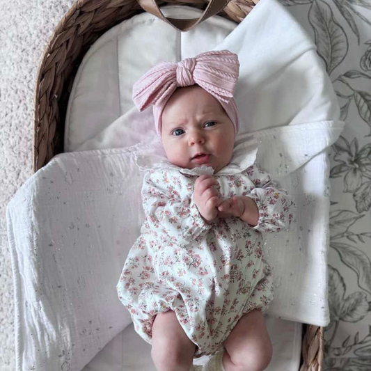 Pink Pinstripe Larger Bow Headband For Babies - Image 1