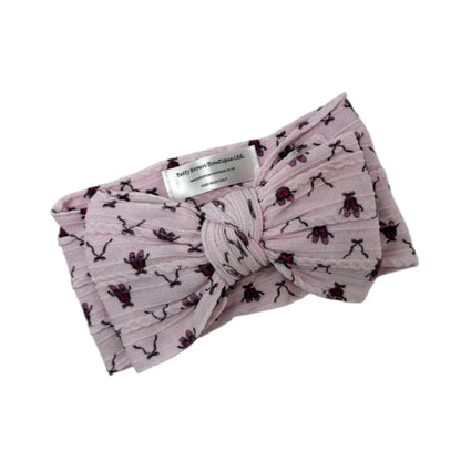 Pink Ballet Larger Bow Headband For Babies From Newborn - Image 1