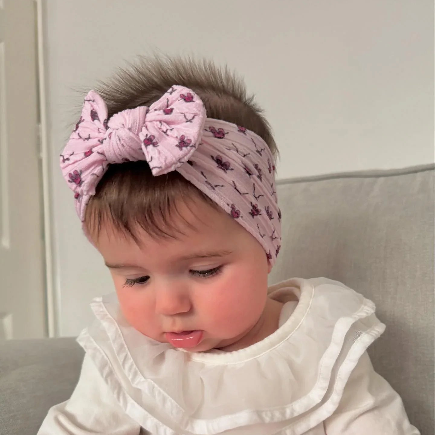 Pink Ballet Smaller Bow Headband For Newborns to Age 3 - Image 1