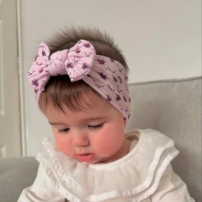 Pink Ballet Smaller Bow Headband For Newborns to Age 3 - Image 1