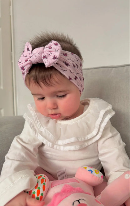 Pink Ballet Smaller Bow Headband For Newborns to Age 3 - Image 1
