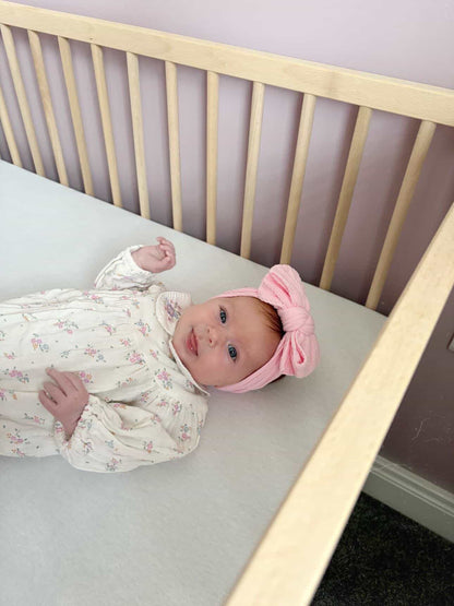 Pink Blossom Larger Bow Cable Knit Headband