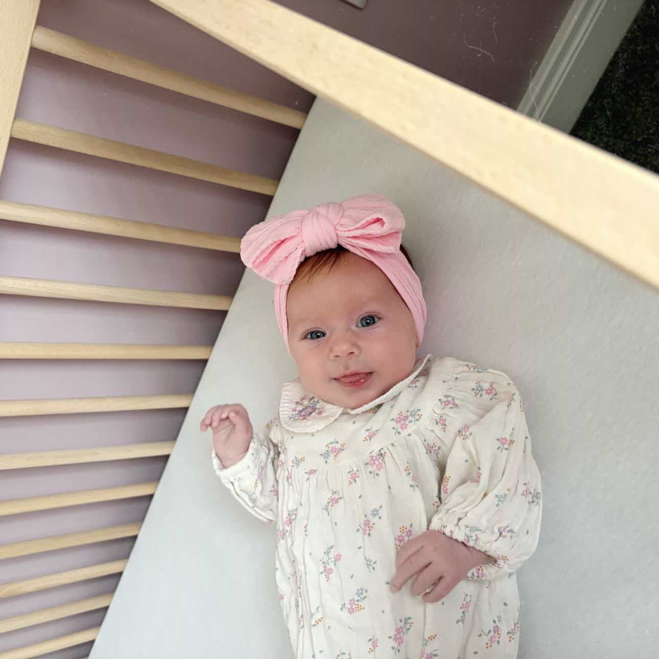 Pink Blossom Larger Bow Cable Knit Headband
