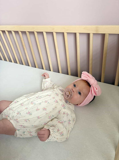 Pink Blossom Larger Bow Cable Knit Headband