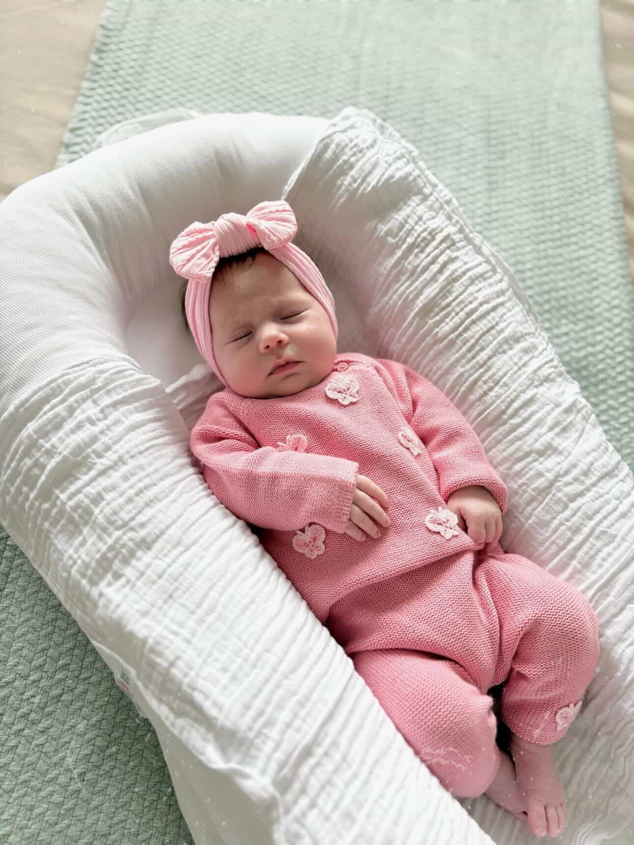 Pink Blossom Smaller Bow Headband Suitable From Newborn  - Image 3