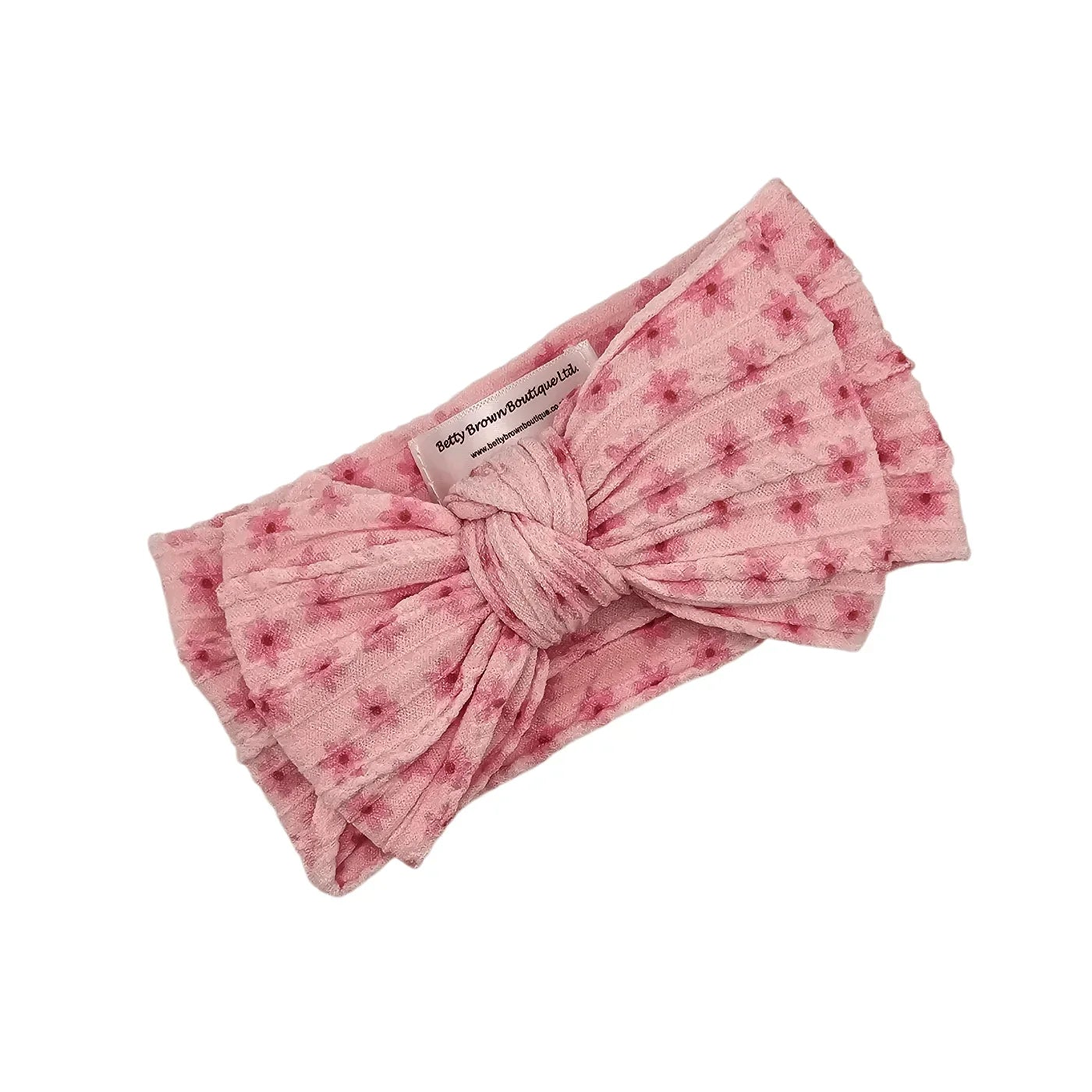 Pink Boho Daisy Larger Bow Headband For Newborns to Age 3 - Image 2