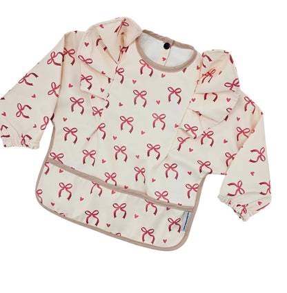 Pink Bow Waterproof Bib with Sleeves For 6-36 Months Old - Image 3