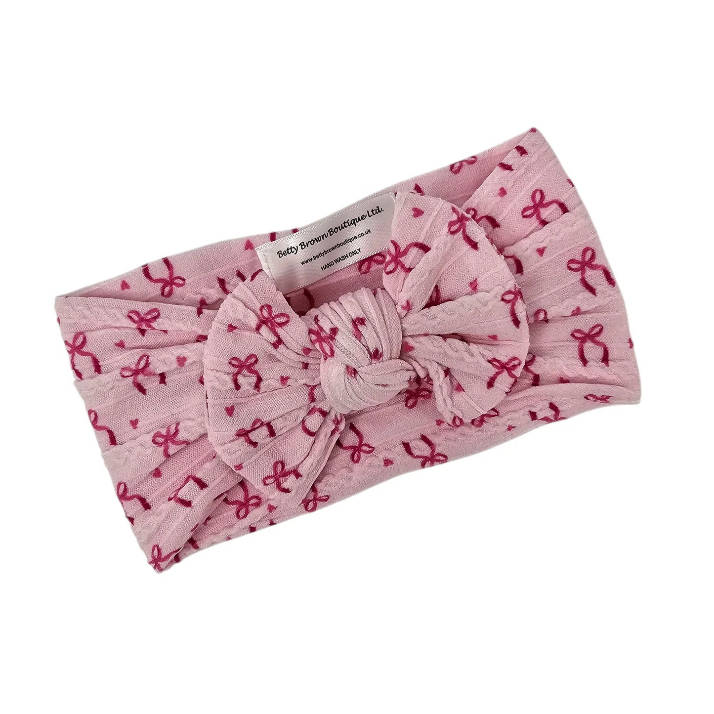 Pink Bow Print Smaller Bow Headband for Girls From Babies - Image 2