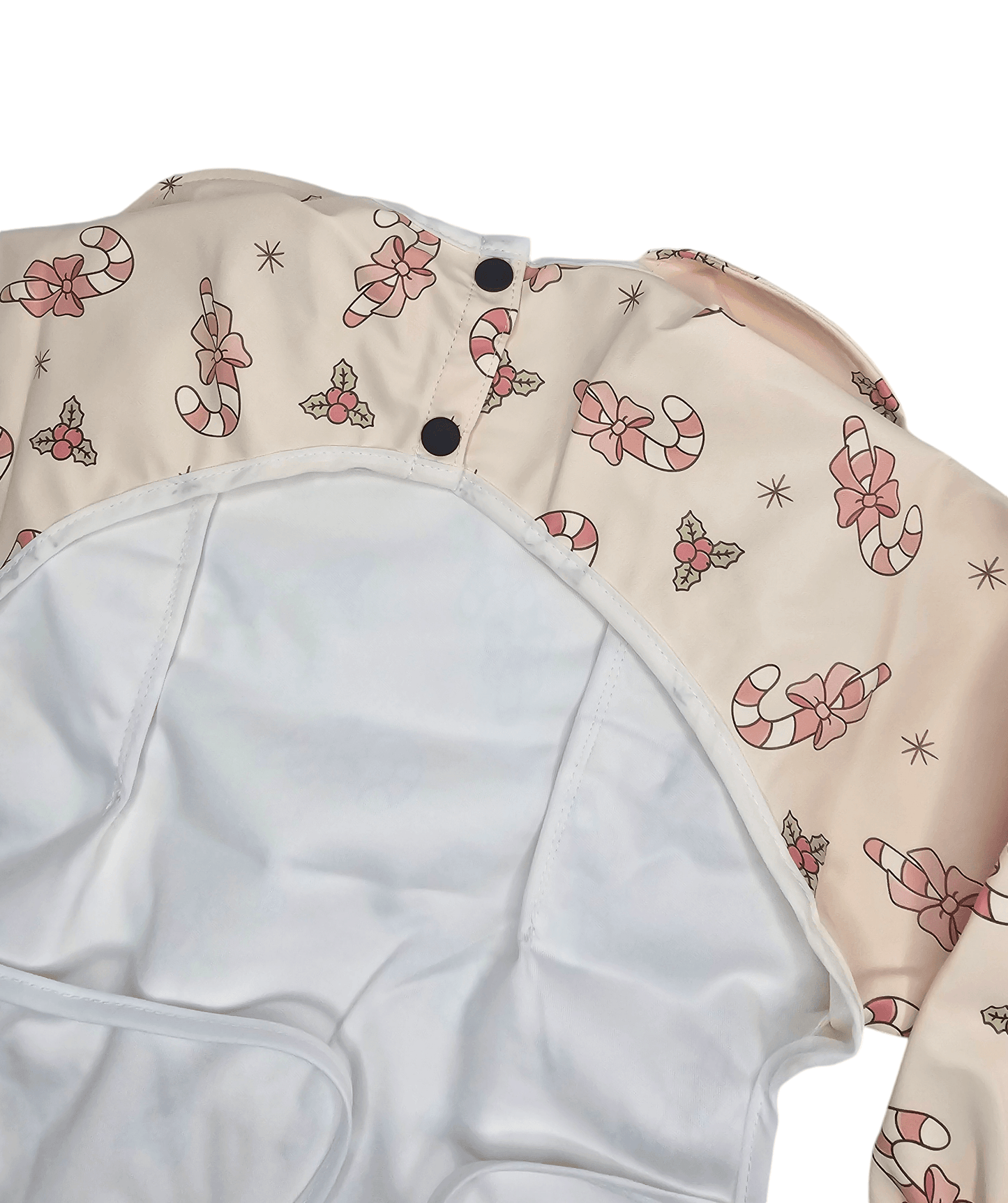 Pink Candy Cane Christmas Baby Bib with Sleeves - Image 5