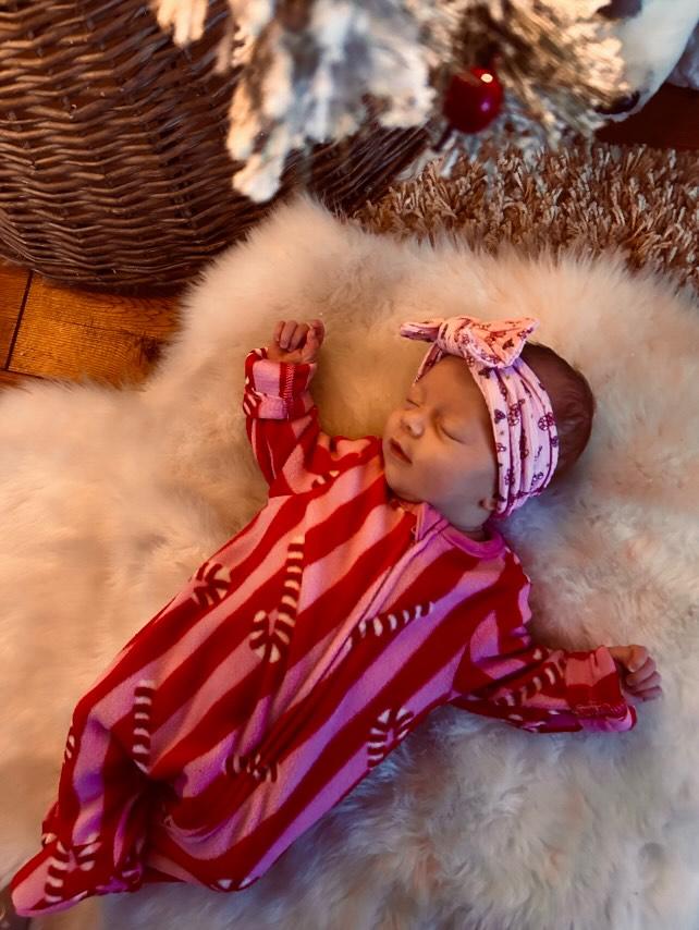 Pink Candy Cane Christmas Smaller Bow Headband For Girls - Image 5