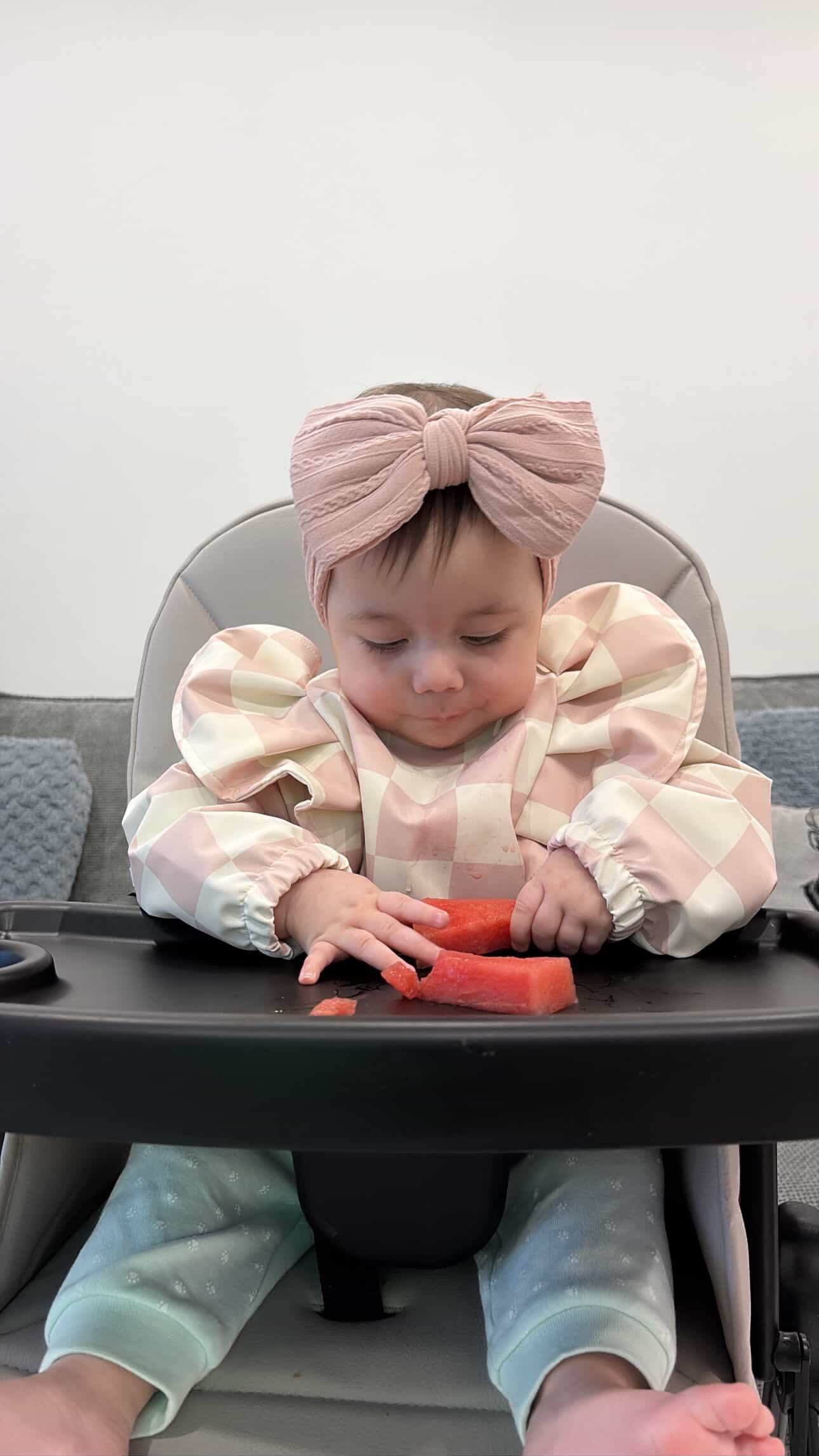 Pink Checkered Waterproof Bib with Sleeves For 6-36 Months - Image 3