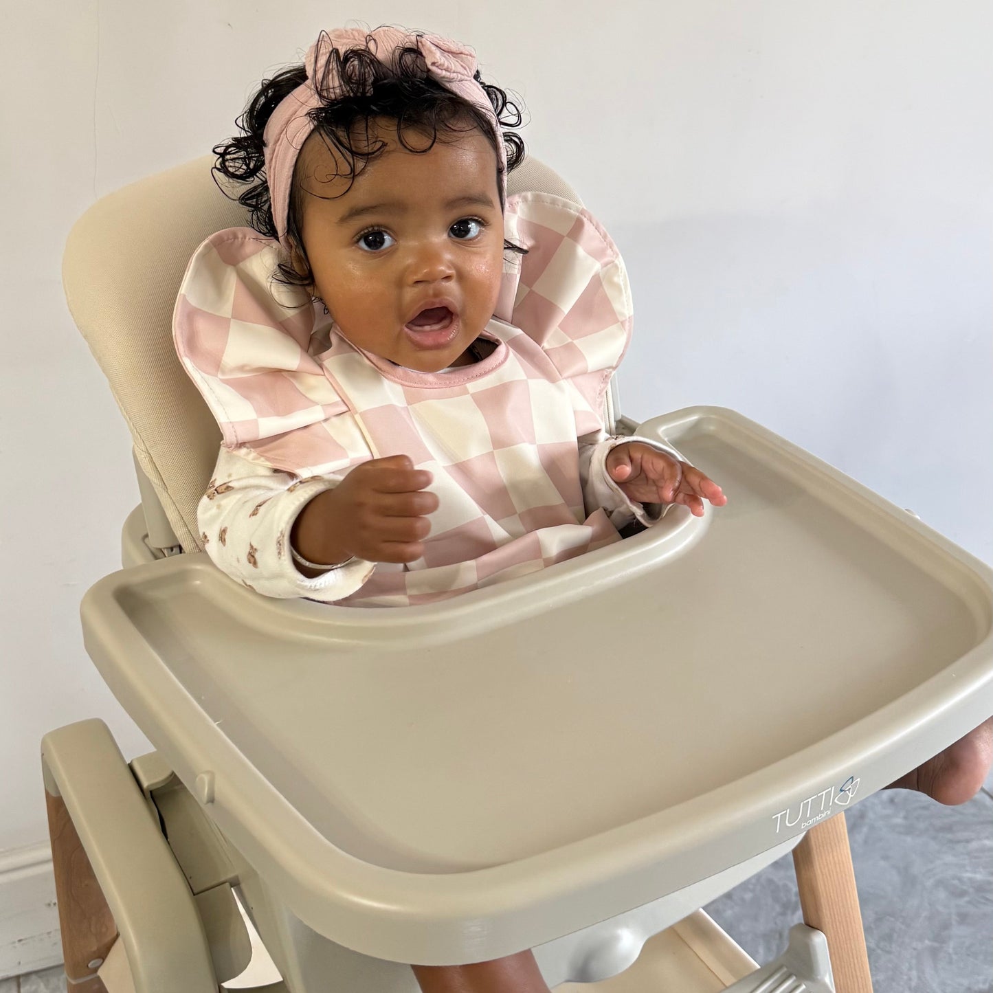 Pink Checkered Waterproof Bib For Girls From 6-18 Months - Image 3