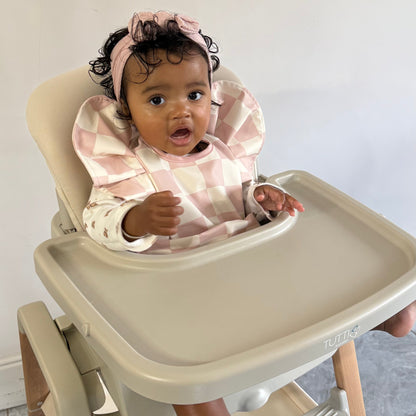 Pink Checkered Waterproof Bib For Girls From 6-18 Months - Image 3