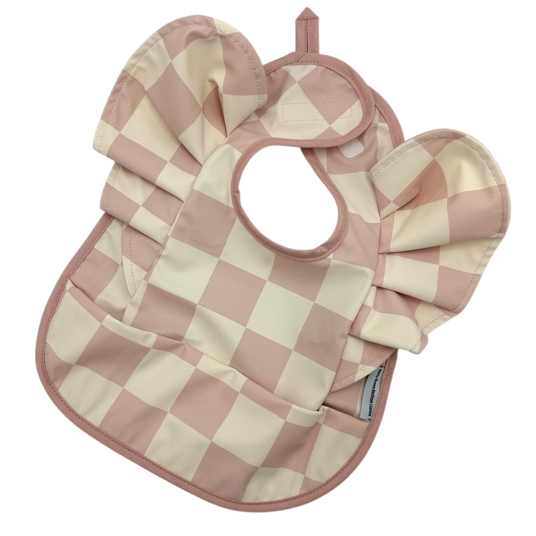 Pink Checkered Waterproof Bib For Girls From 6-18 Months - Image 7