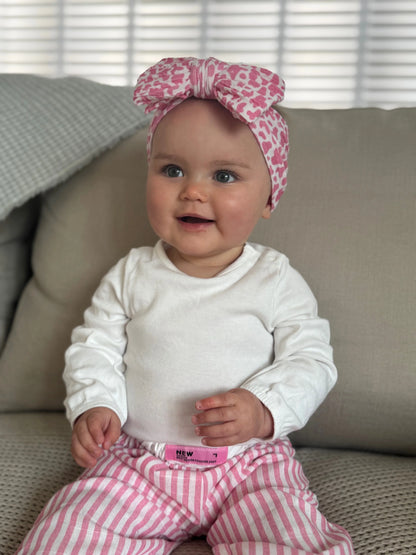 Pink Cow Larger Bow Headband For Newborns to 3 Years old - Image 4