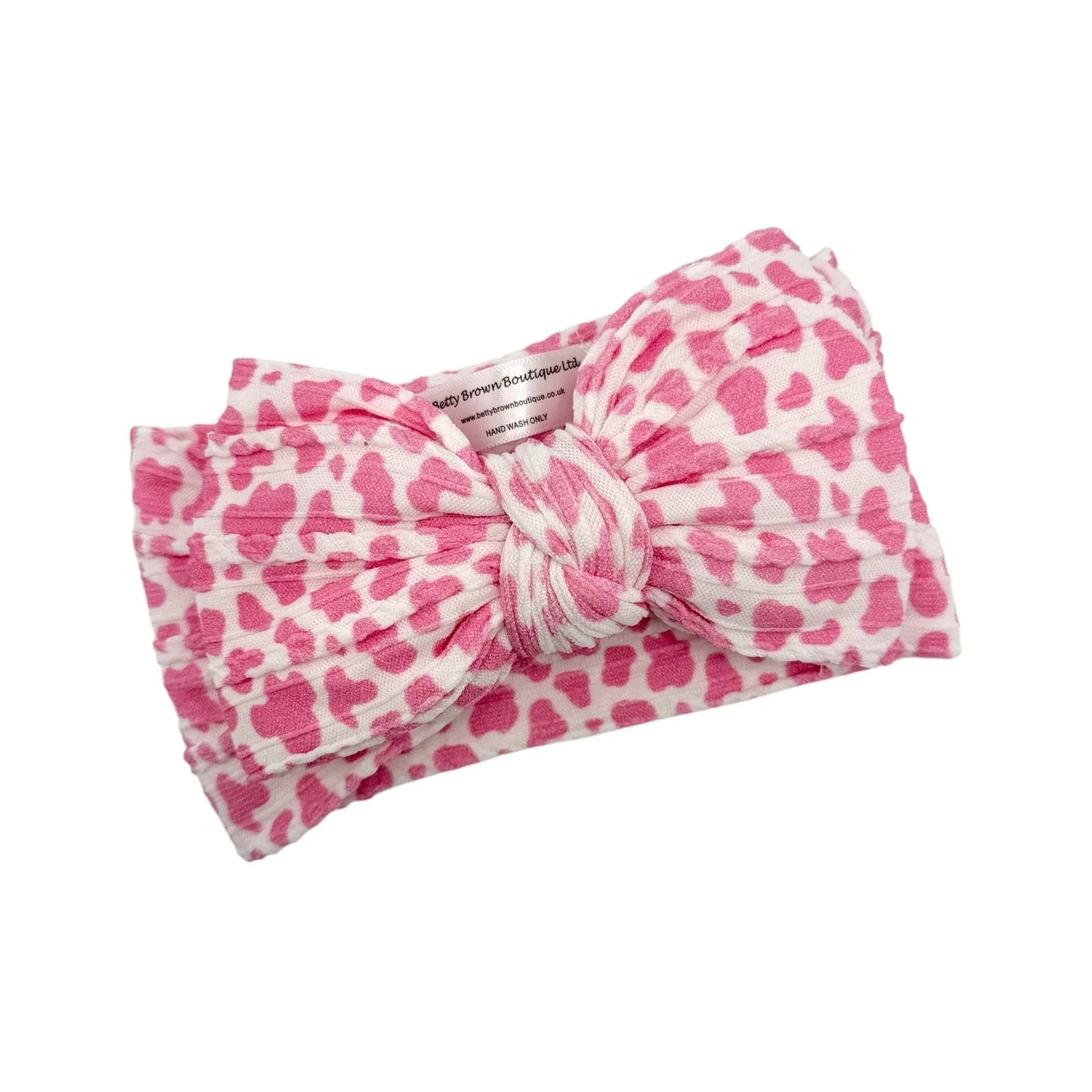 Pink Cow Larger Bow Headband For Newborns to 3 Years old - Image 2