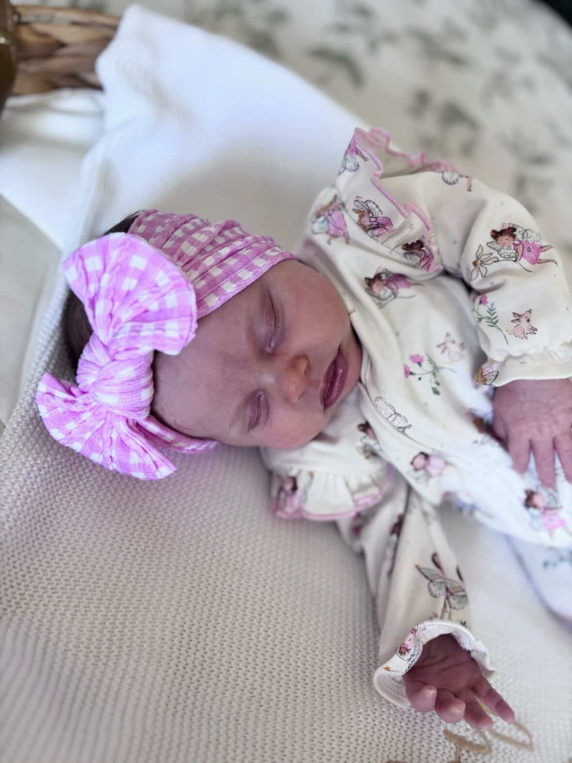 Pink Gingham Smaller Bow Headband For Babies To Toddlers - Image 6