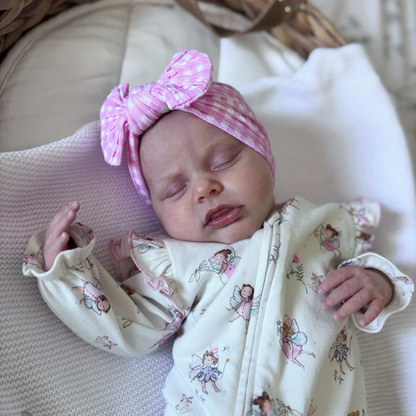 Pink Gingham Smaller Bow Headband For Babies To Toddlers - Image 1