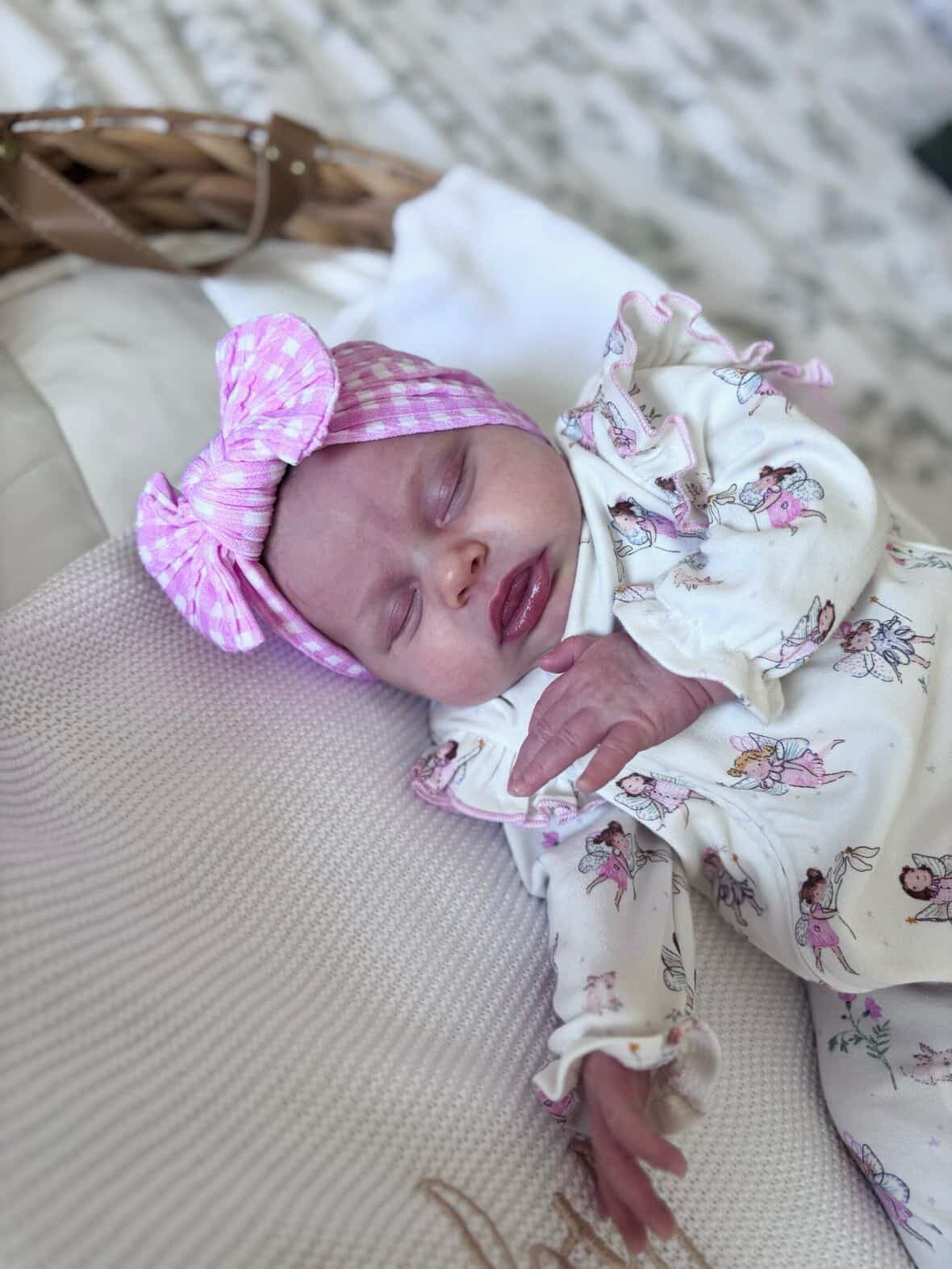 Pink Gingham Smaller Bow Headband For Babies To Toddlers - Image 7