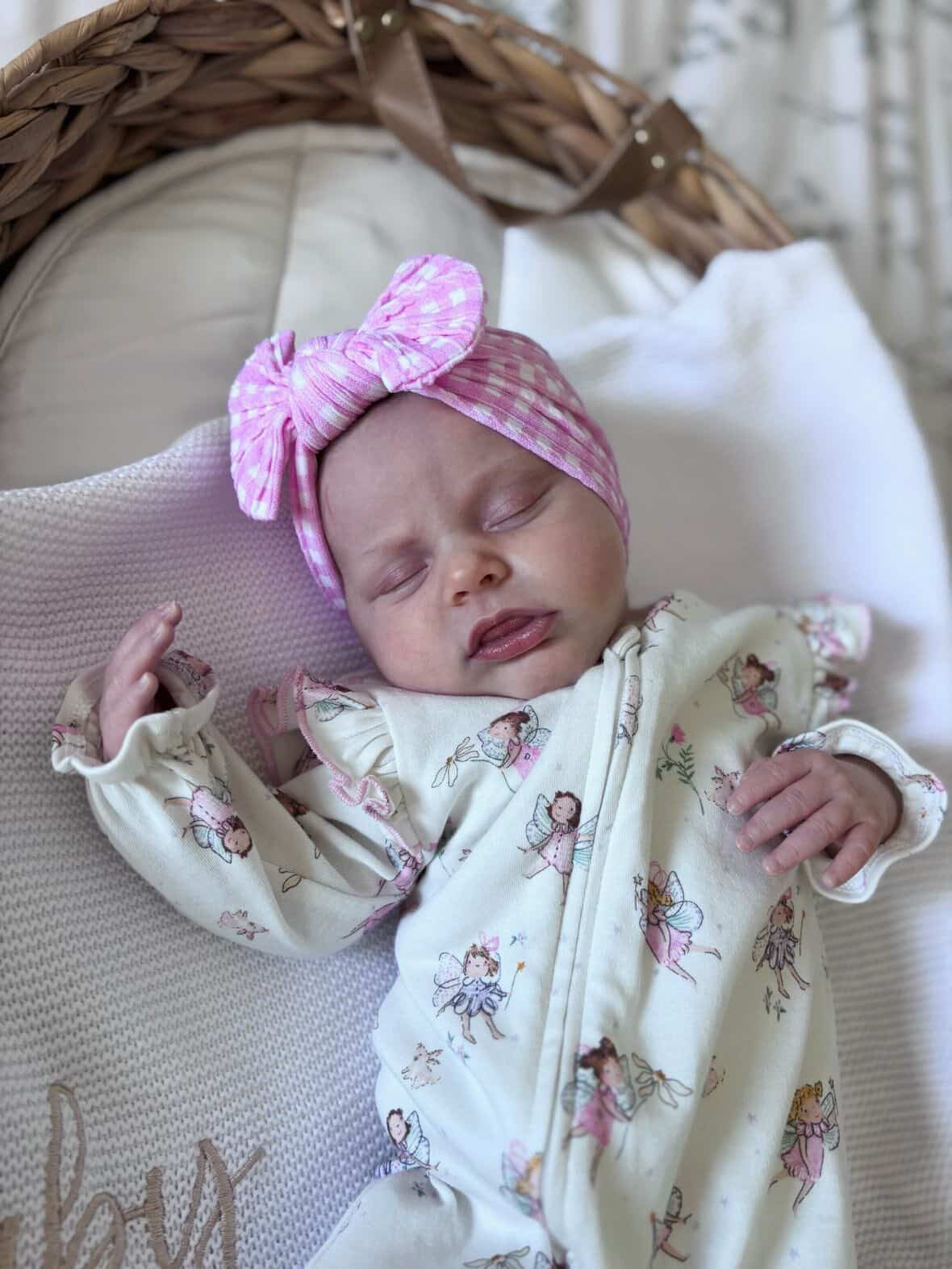 Pink Gingham Smaller Bow Headband For Babies To Toddlers - Image 3