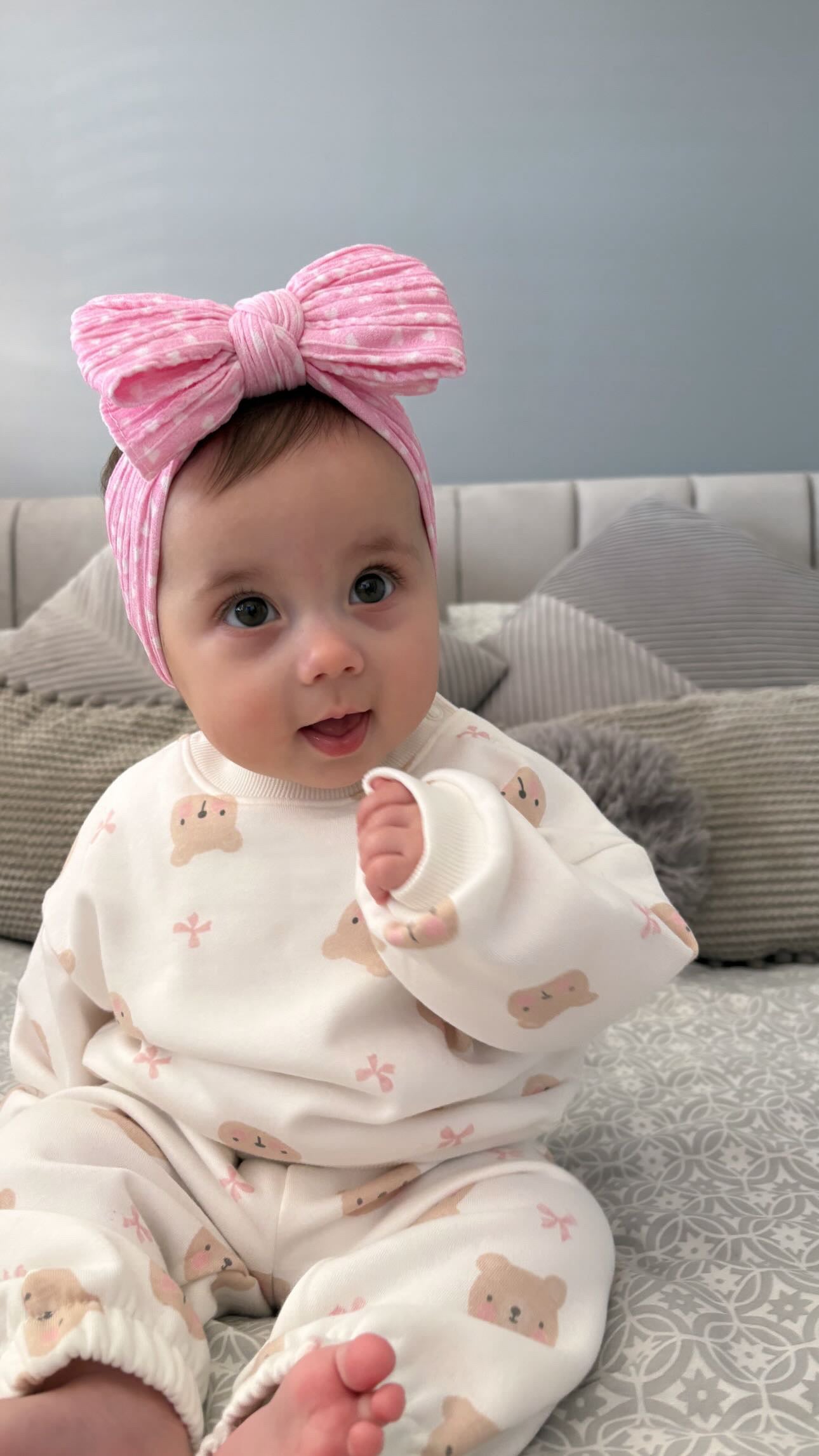 Pink Heart Larger Bow Headband For Newborn Babies to Age 3 - Image 4
