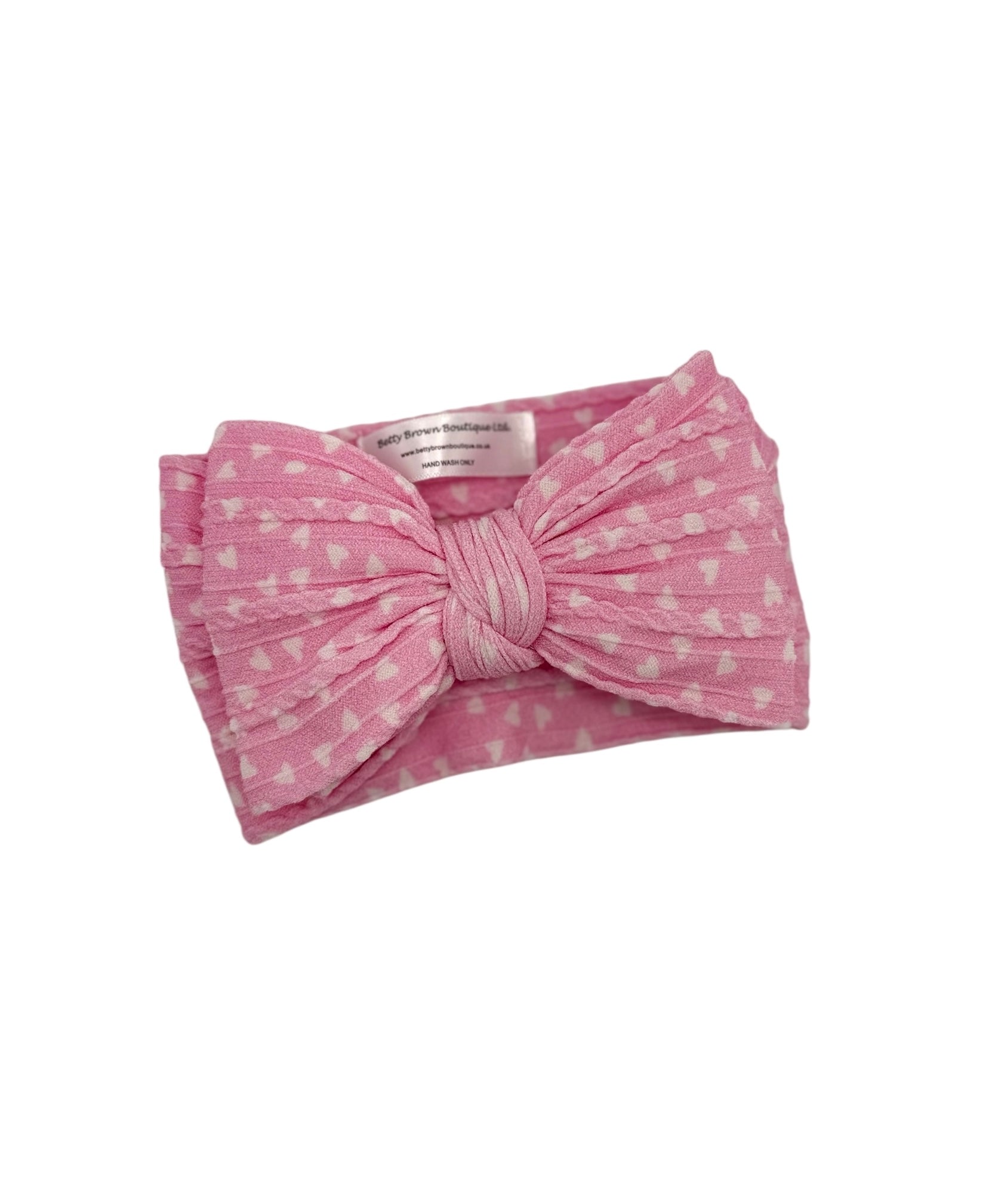 Pink Heart Larger Bow Headband For Newborn Babies to Age 3 - Image 2