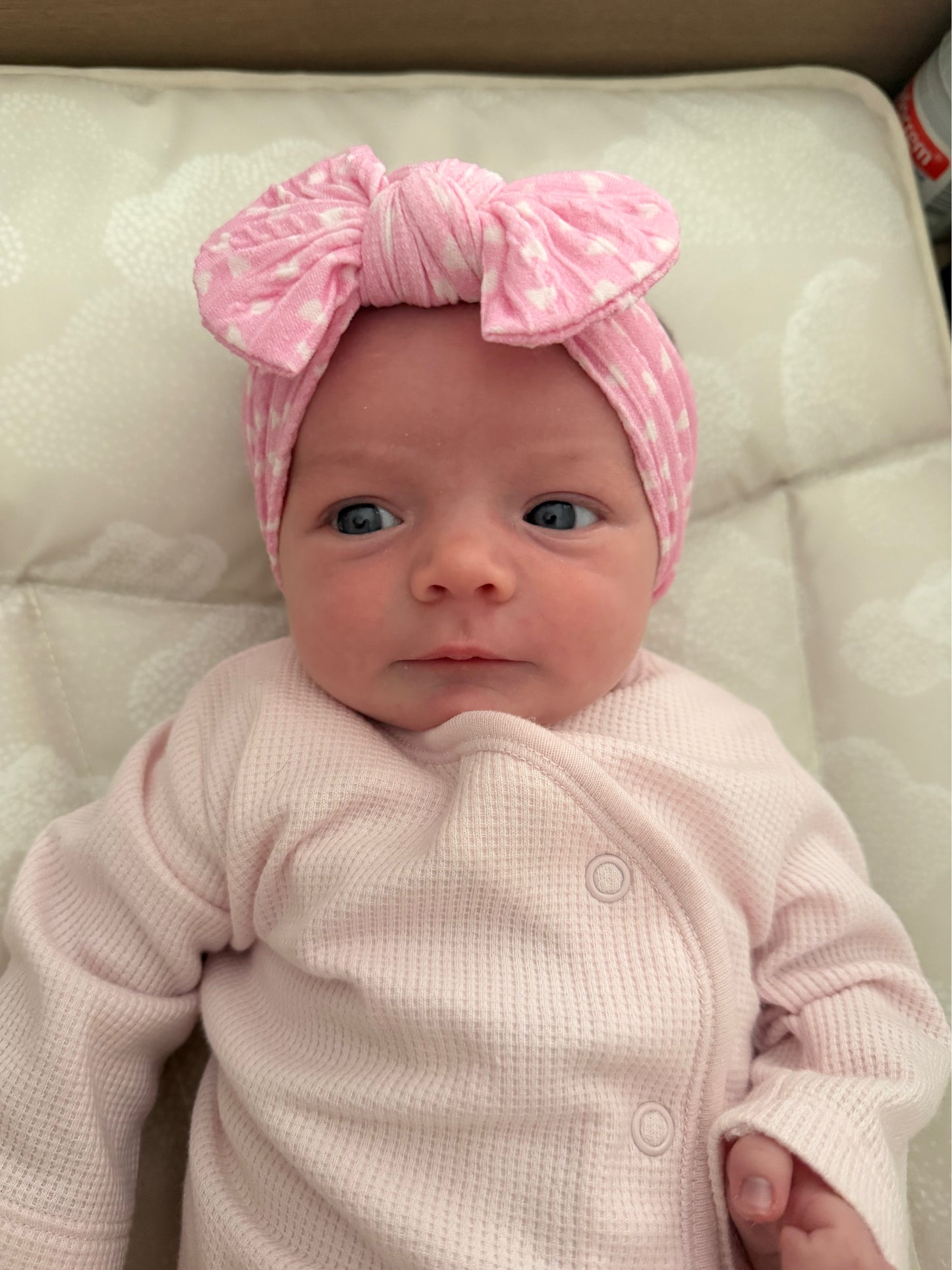 Pink Heart Smaller Bow Headband For Babies From Newborn - Image 4