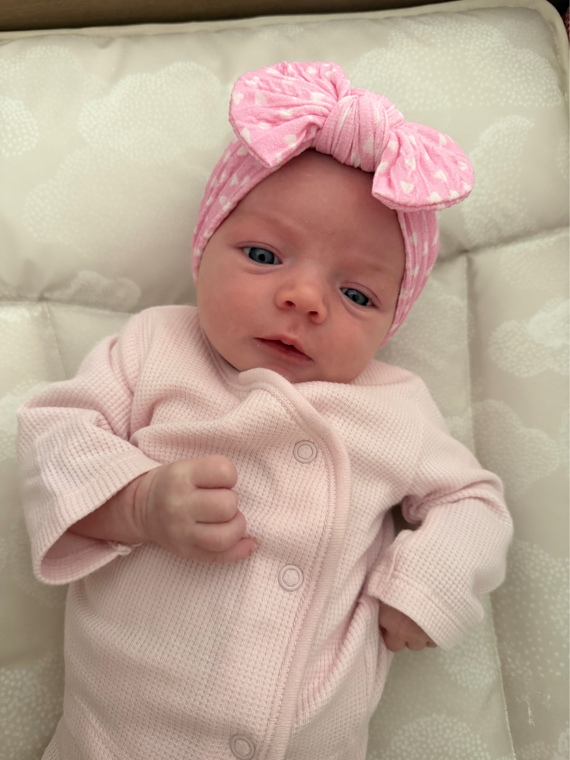 Pink Heart Smaller Bow Headband For Babies From Newborn - Image 5