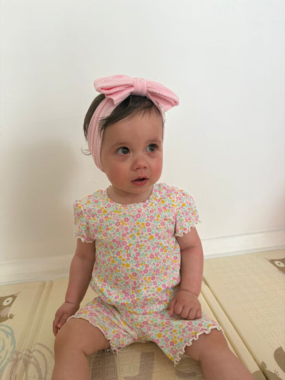 Pink Lemonade Larger Bow Headband For Babies From Newborn - Image 4