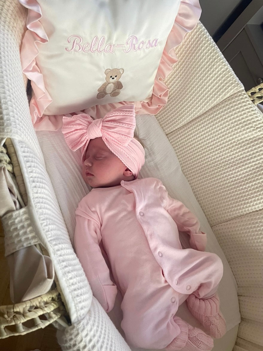 Pink Lemonade Larger Bow Headband For Babies From Newborn - Image 3