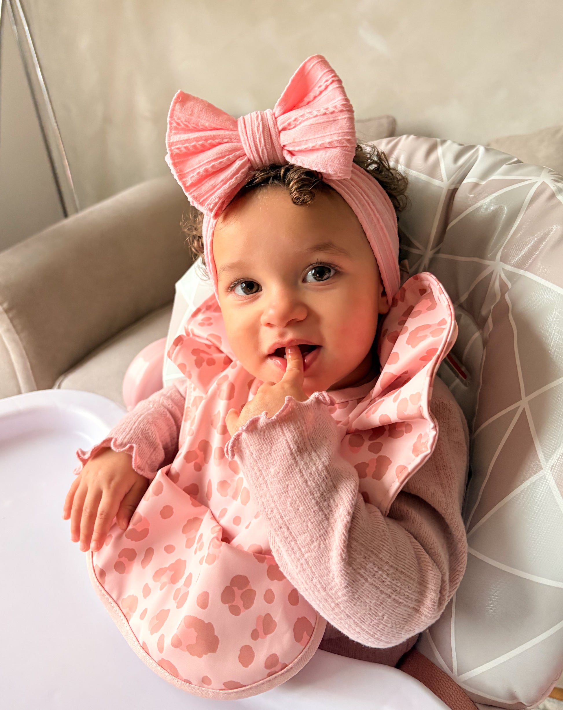 Pink Leopard Pattern Frill Waterproof Bib For 6 - 18 Months - Image 4