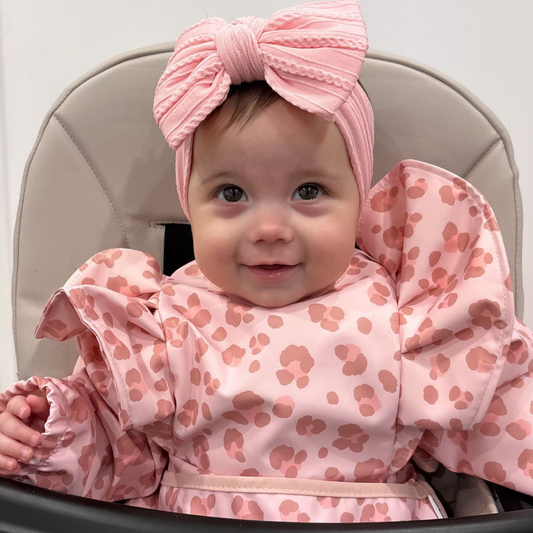 Pink Leopard Waterproof Bib with Sleeves For 6 - 36 Months - Image 1