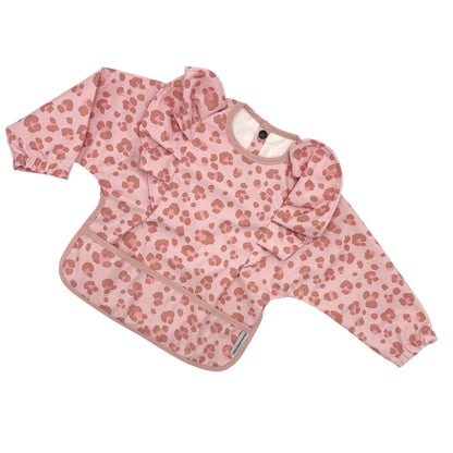 Pink Leopard Waterproof Bib with Sleeves For 6 - 36 Months - Image 2