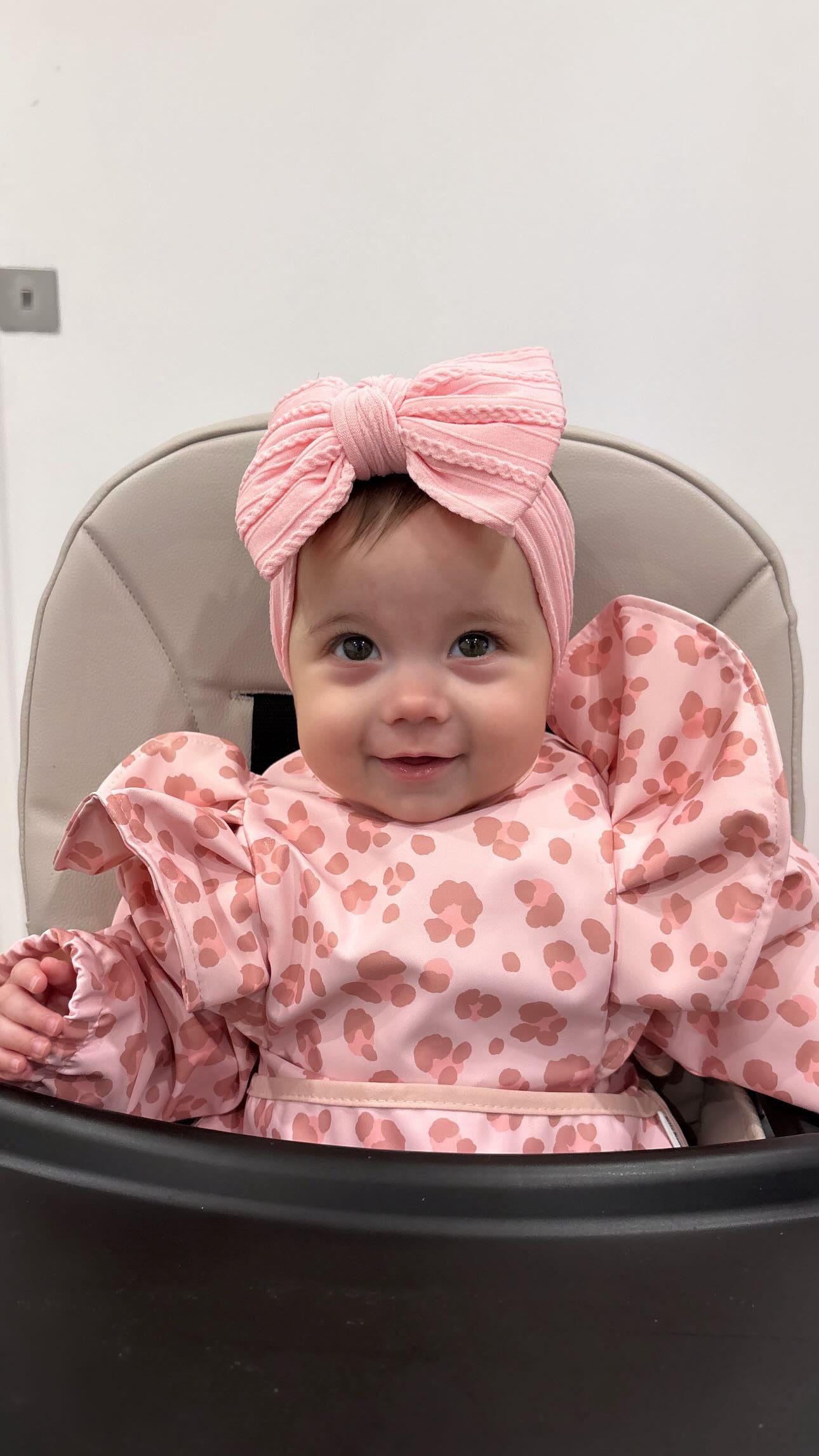 Pink Leopard Waterproof Bib with Sleeves For 6 - 36 Months - Image 3