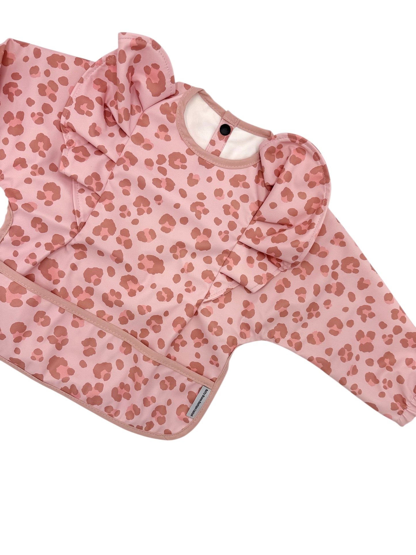 Pink Leopard Waterproof Bib with Sleeves For 6 - 36 Months - Image 5