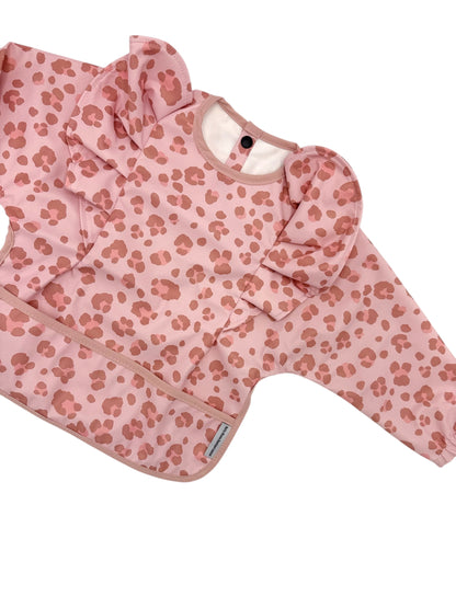 Pink Leopard Waterproof Bib with Sleeves For 6 - 36 Months - Image 5