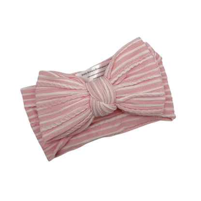 Pink Pinstripe Larger Bow Headband For Babies - Image 2