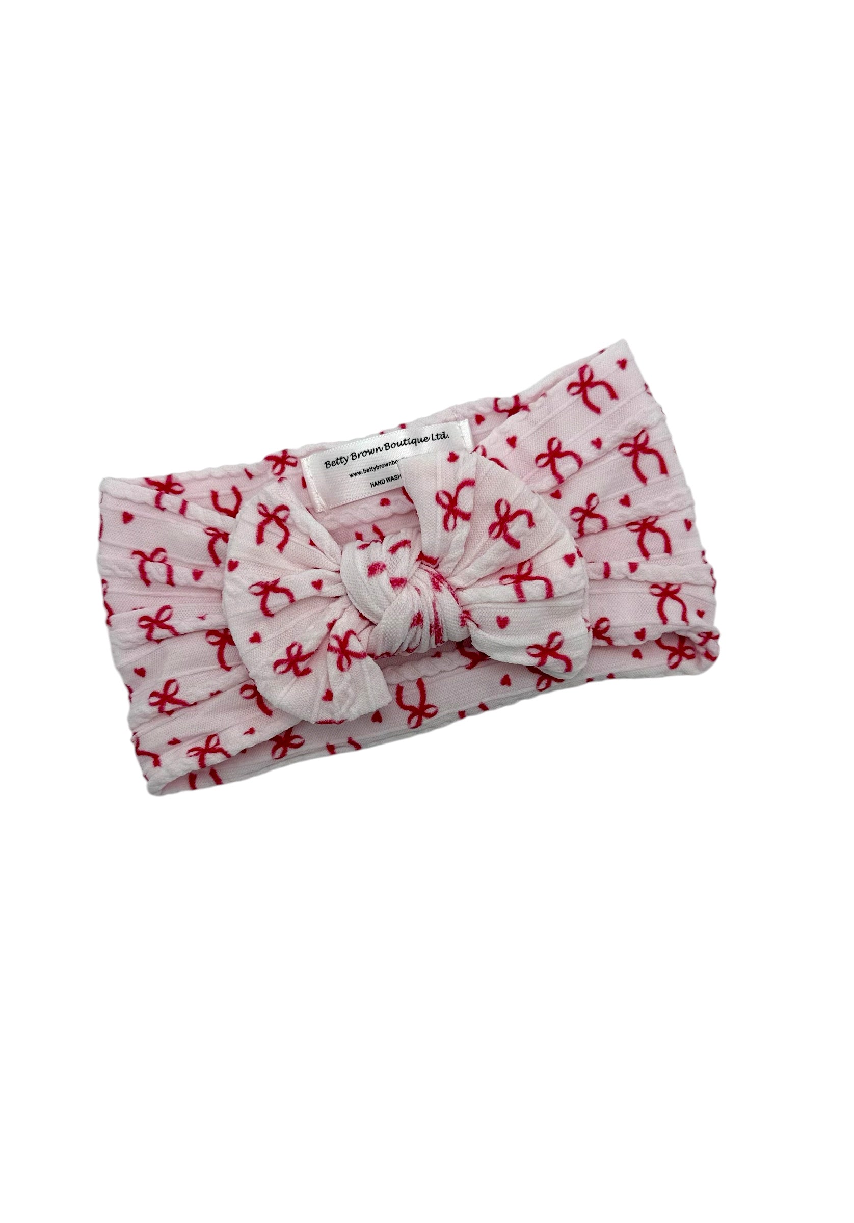 Christmas Light Pink & Red Bow Smaller Bow Headband For Girls - Image 1