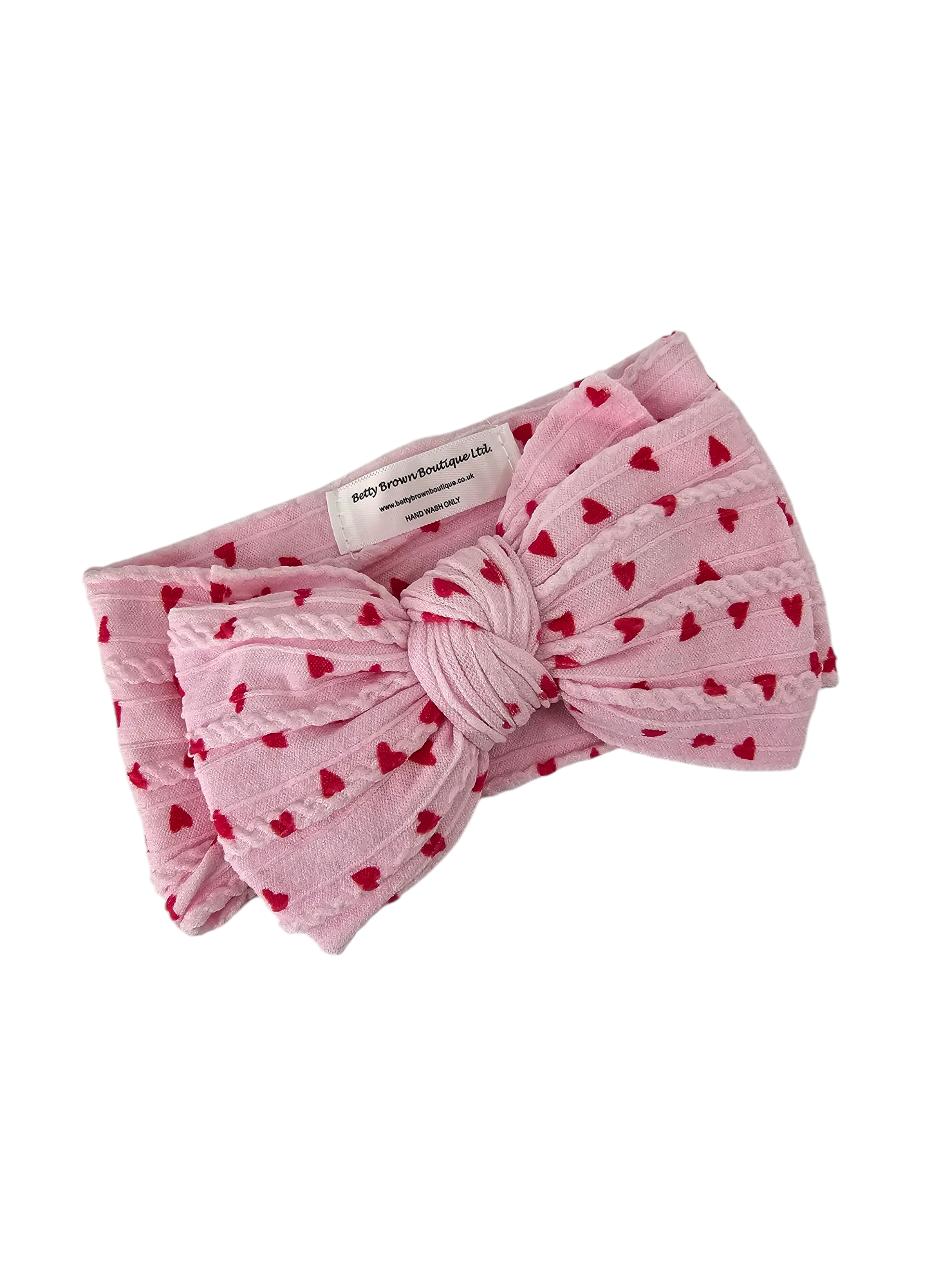 Pink & Red Heart Larger Bow Headband For Baby Girls - Image 2