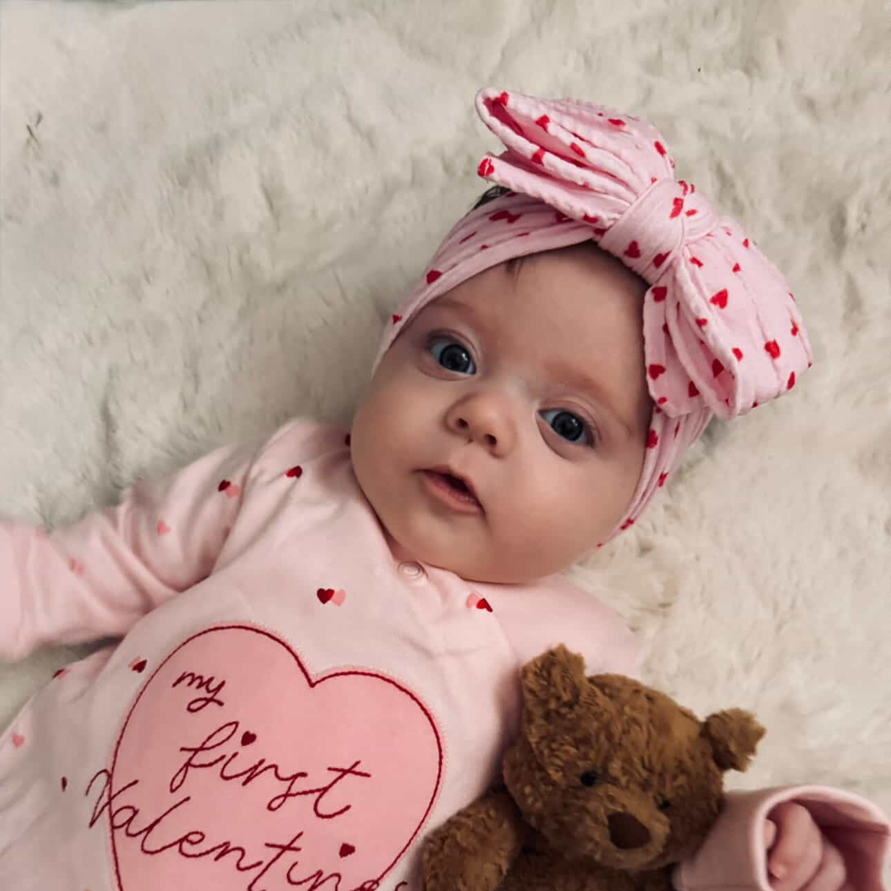 Pink & Red Heart Larger Bow Headband For Baby Girls - Image 3