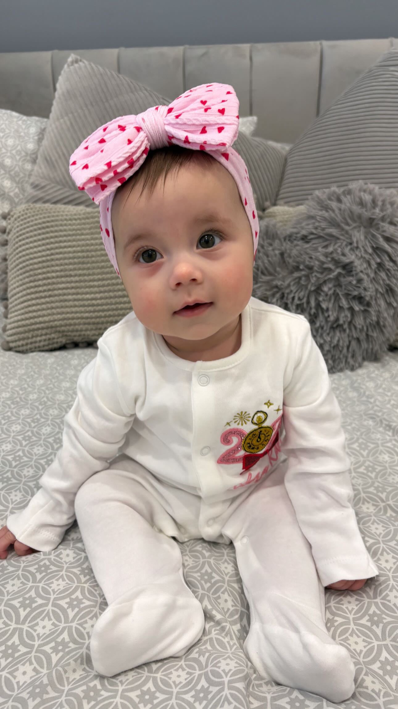 Pink & Red Heart Larger Bow Headband For Baby Girls - Image 6