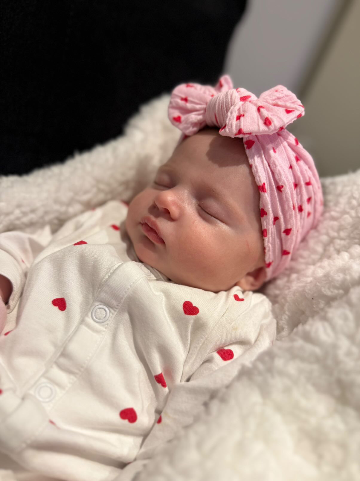 Pink & Red Heart Smaller Bow Headband For Newborn To Toddlers - Image 4