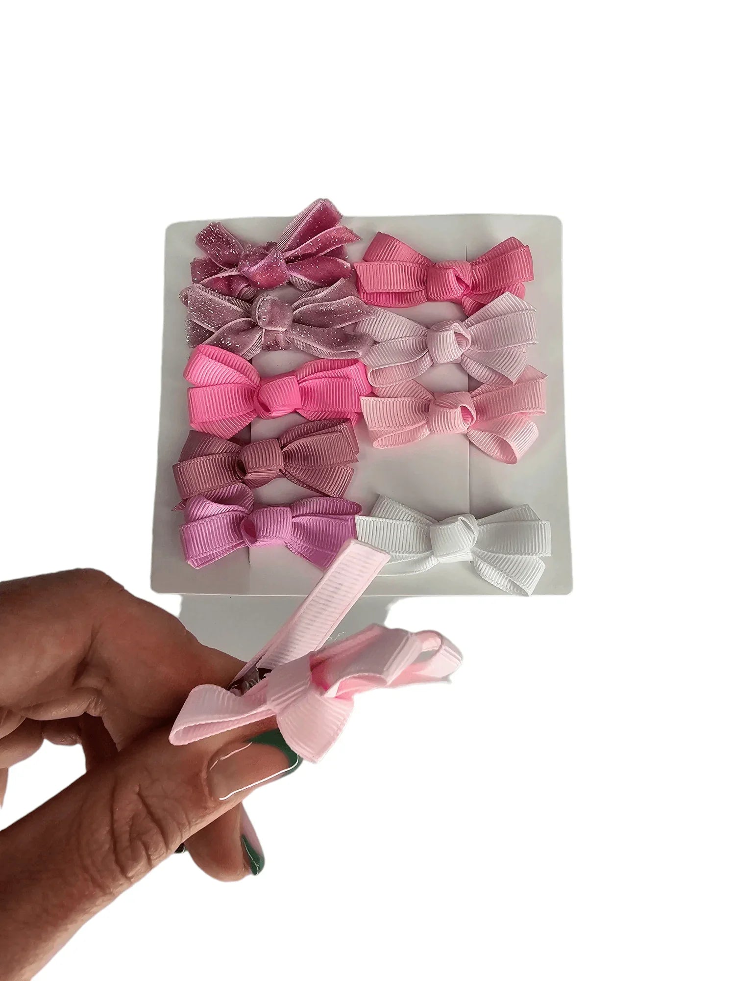 Pink Sparkle Pack of 10 My First 2 inch Bow Clips For Babies - Image 2