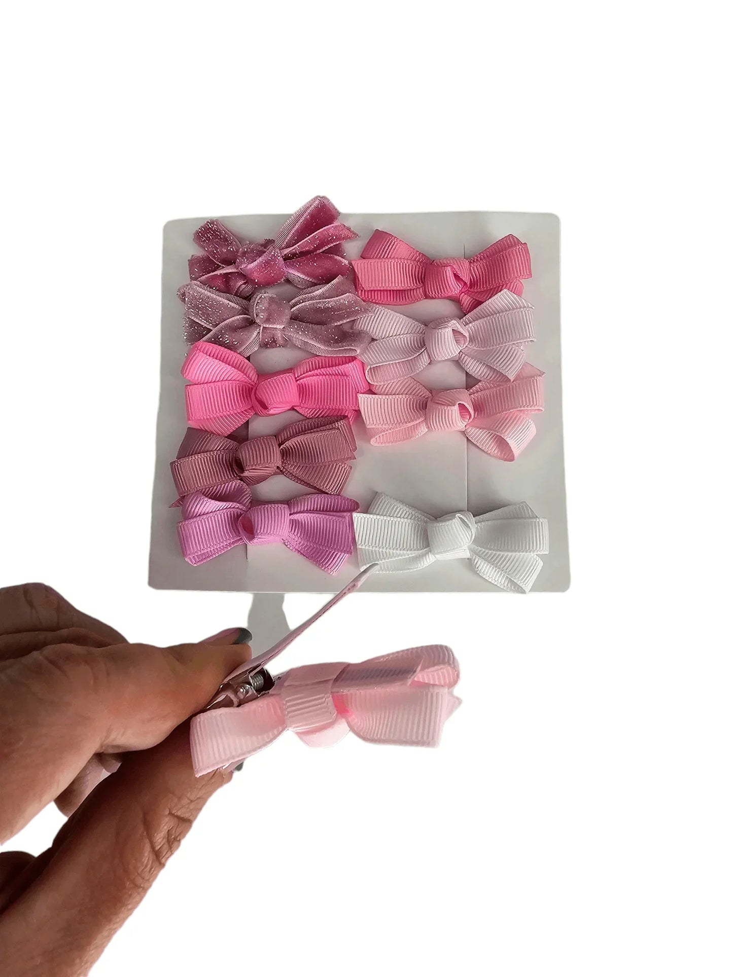 Pink Sparkle Pack of 10 My First 2 inch Bow Clips For Babies - Image 3