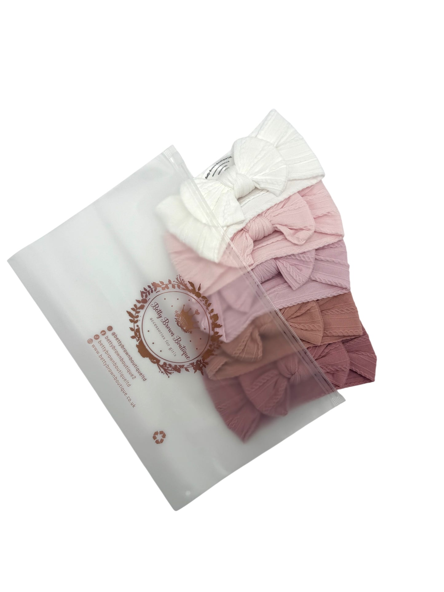 Pink Starter Bundle Smaller Bow Cable Knit Headbands - Suitable from newborn